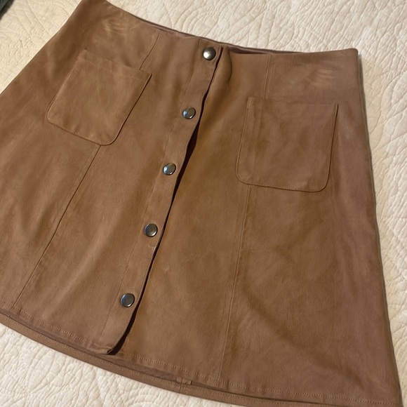 Kendall & Kylie Tan A-Line Mini Skirt with Button Detail - Picture 3 of 6